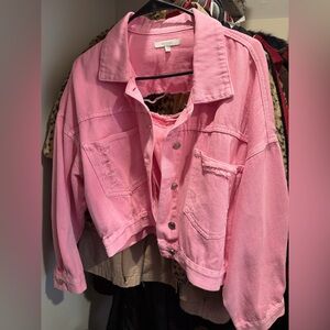 Chic Pink Denim Jacket for Women